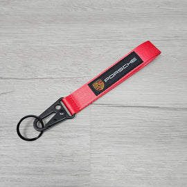 BRAND NEW PORSCHE Red Racing Keychain Metal key Ring Hook Strap Lanyard Universal