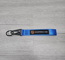 Load image into Gallery viewer, BRAND NEW PORSCHE Blue Racing Keychain Metal key Ring Hook Strap Lanyard Universal