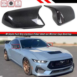 Brand New 2024-2025 FORD MUSTANG REAL CARBON FIBER M STYLE SIDE MIRROR COVER CAP W/O SIGNAL LIGHT