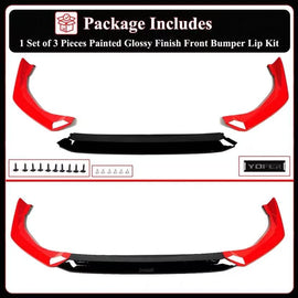 BRAND NEW 3PCS 2025-2026 Honda Civic 11th Gen Yofer Painted Rallye Red Bumper Lip Splitter Kit