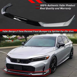 BRAND NEW 3PCS 2025-2026 Honda Civic 11th Gen Yofer Painted Solar Silver Black 2 Tone Bumper Lip Splitter Kit