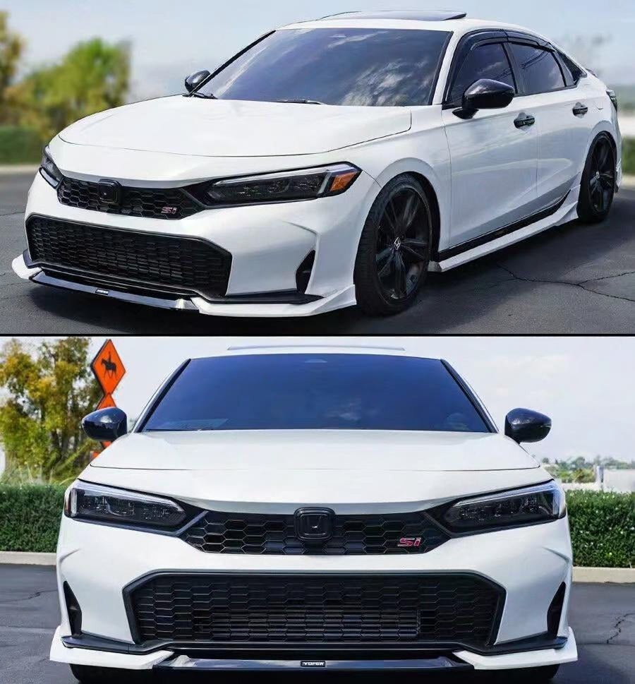 BRAND NEW 3PCS 2025-2026 Honda Civic 11th Gen Yofer Pearl White Black 2 Tone Bumper Lip Splitter Kit
