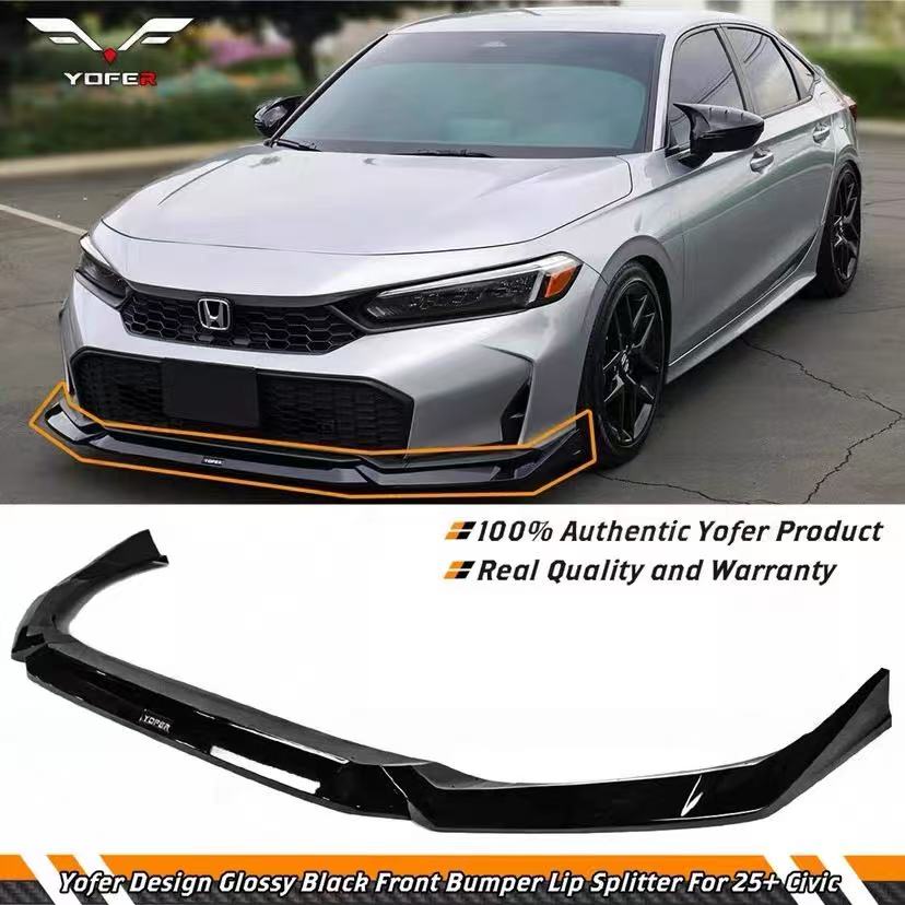 NEW 4PCS 2022-2023 Honda Civic 11th Gen Yofer Rallye Red Front Bumper Lip Kit NEW 4PCS 2022-2023 Honda Civic 11th Gen Yofer Rallye Red Front Bumper Lip Kit