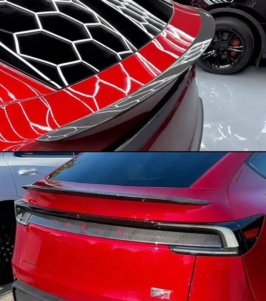 Brand New 2025-2026 Tesla Model Y Juniper Performance Style Real Carbon Fiber Trunk Spoiler Wing
