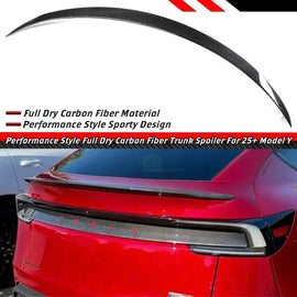 Brand New 2025-2026 Tesla Model Y Juniper Performance Style Real Carbon Fiber Trunk Spoiler Wing