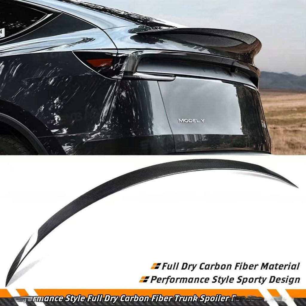 Brand New 2025-2026 Tesla Model Y Juniper Performance Style Real Carbon Fiber Trunk Spoiler Wing