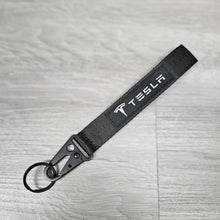 Load image into Gallery viewer, BRAND NEW TESLA BLACK Racing Keychain Metal key Ring Hook Strap Lanyard Universal