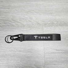 Load image into Gallery viewer, BRAND NEW TESLA BLACK Racing Keychain Metal key Ring Hook Strap Lanyard Universal