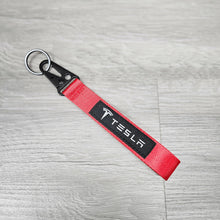 Load image into Gallery viewer, BRAND NEW TESLA RED Racing Keychain Metal key Ring Hook Strap Lanyard Universal