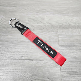 BRAND NEW TESLA RED Racing Keychain Metal key Ring Hook Strap Lanyard Universal