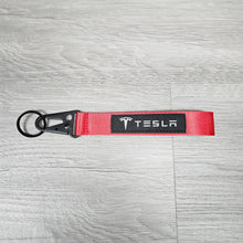 Load image into Gallery viewer, BRAND NEW TESLA RED Racing Keychain Metal key Ring Hook Strap Lanyard Universal
