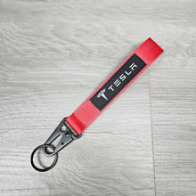 Load image into Gallery viewer, BRAND NEW TESLA RED Racing Keychain Metal key Ring Hook Strap Lanyard Universal