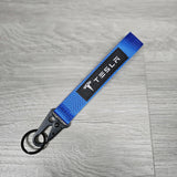 BRAND NEW TESLA BLUE Racing Keychain Metal key Ring Hook Strap Lanyard Universal