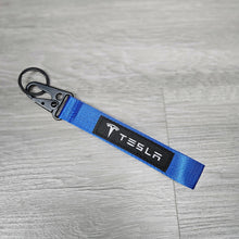 Load image into Gallery viewer, BRAND NEW TESLA BLUE Racing Keychain Metal key Ring Hook Strap Lanyard Universal