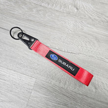 Load image into Gallery viewer, BRAND NEW SUBARU Red Racing Keychain Metal key Ring Hook Strap Lanyard Universal