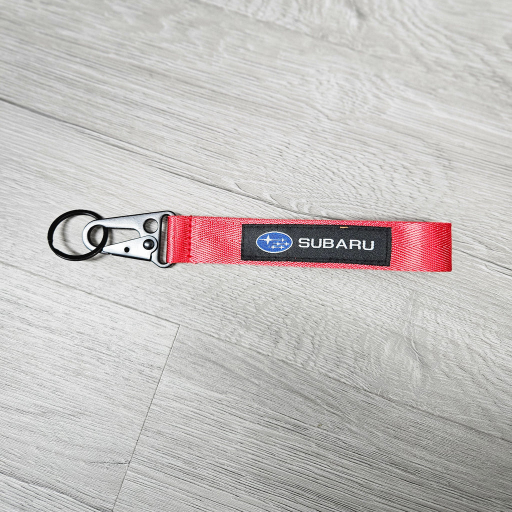 BRAND NEW SUBARU Red Racing Keychain Metal key Ring Hook Strap Lanyard Universal