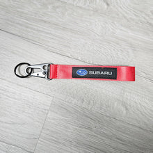 Load image into Gallery viewer, BRAND NEW SUBARU Red Racing Keychain Metal key Ring Hook Strap Lanyard Universal