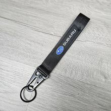 Load image into Gallery viewer, BRAND NEW SUBARU Black Racing Keychain Metal key Ring Hook Strap Lanyard Universal