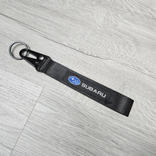Load image into Gallery viewer, BRAND NEW SUBARU Black Racing Keychain Metal key Ring Hook Strap Lanyard Universal
