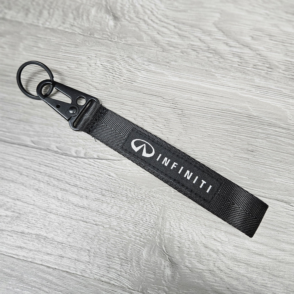 BRAND NEW INFINITI Black Racing Keychain Metal key Ring Hook Strap Lanyard Universal