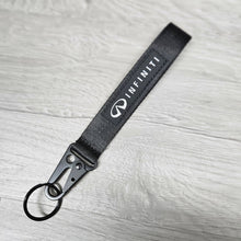 Load image into Gallery viewer, BRAND NEW INFINITI Black Racing Keychain Metal key Ring Hook Strap Lanyard Universal