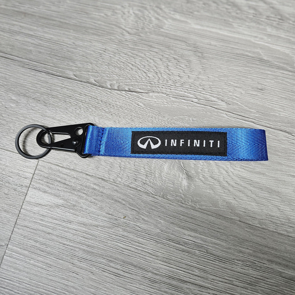 BRAND NEW INFINITI Blue Racing Keychain Metal key Ring Hook Strap Lanyard Universal