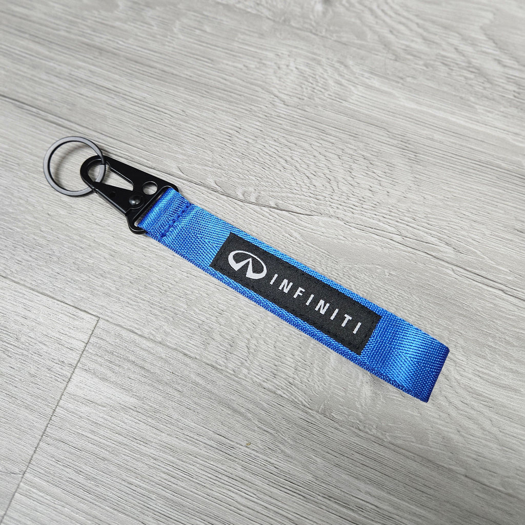 BRAND NEW INFINITI Blue Racing Keychain Metal key Ring Hook Strap Lanyard Universal