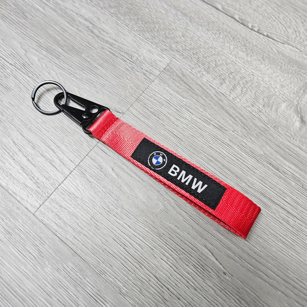 BRAND NEW BMW Red Racing Keychain Metal key Ring Hook Strap Lanyard Universal