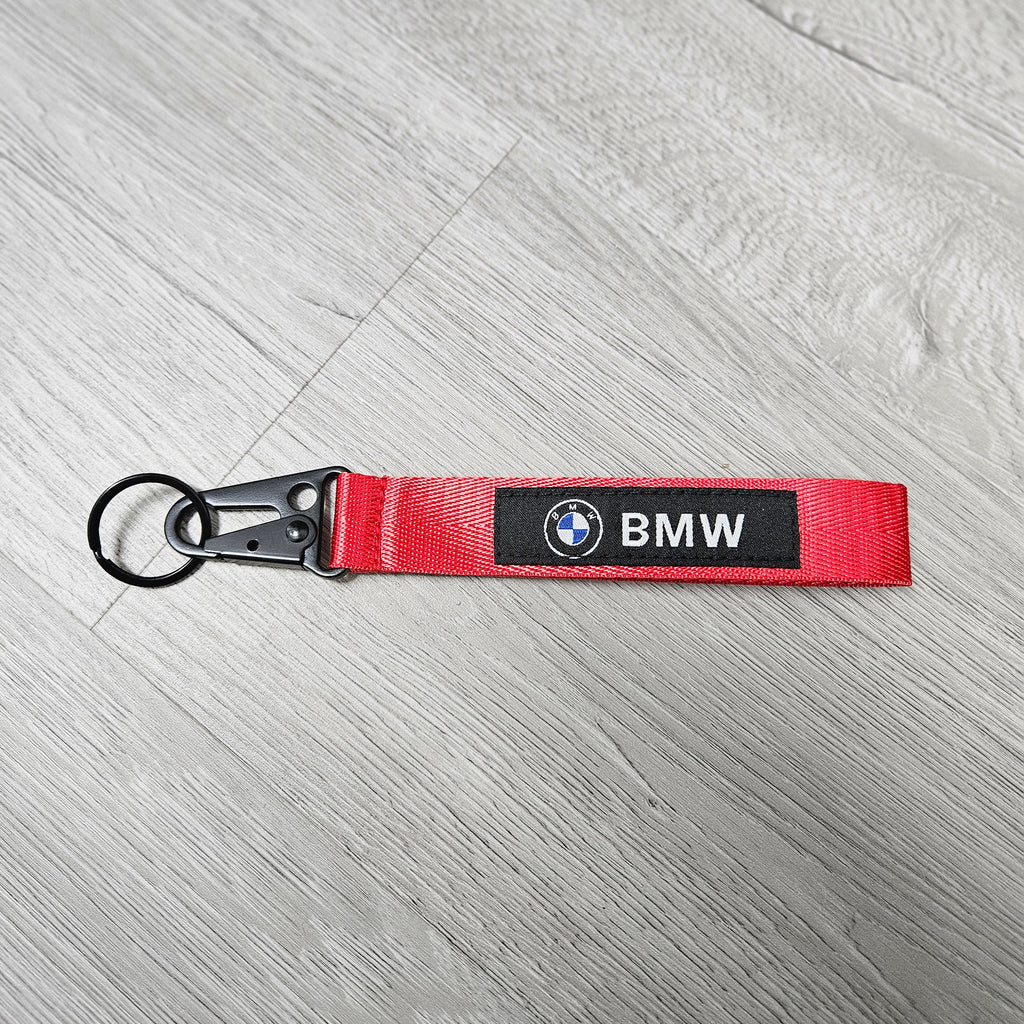 BRAND NEW BMW Red Racing Keychain Metal key Ring Hook Strap Lanyard Universal