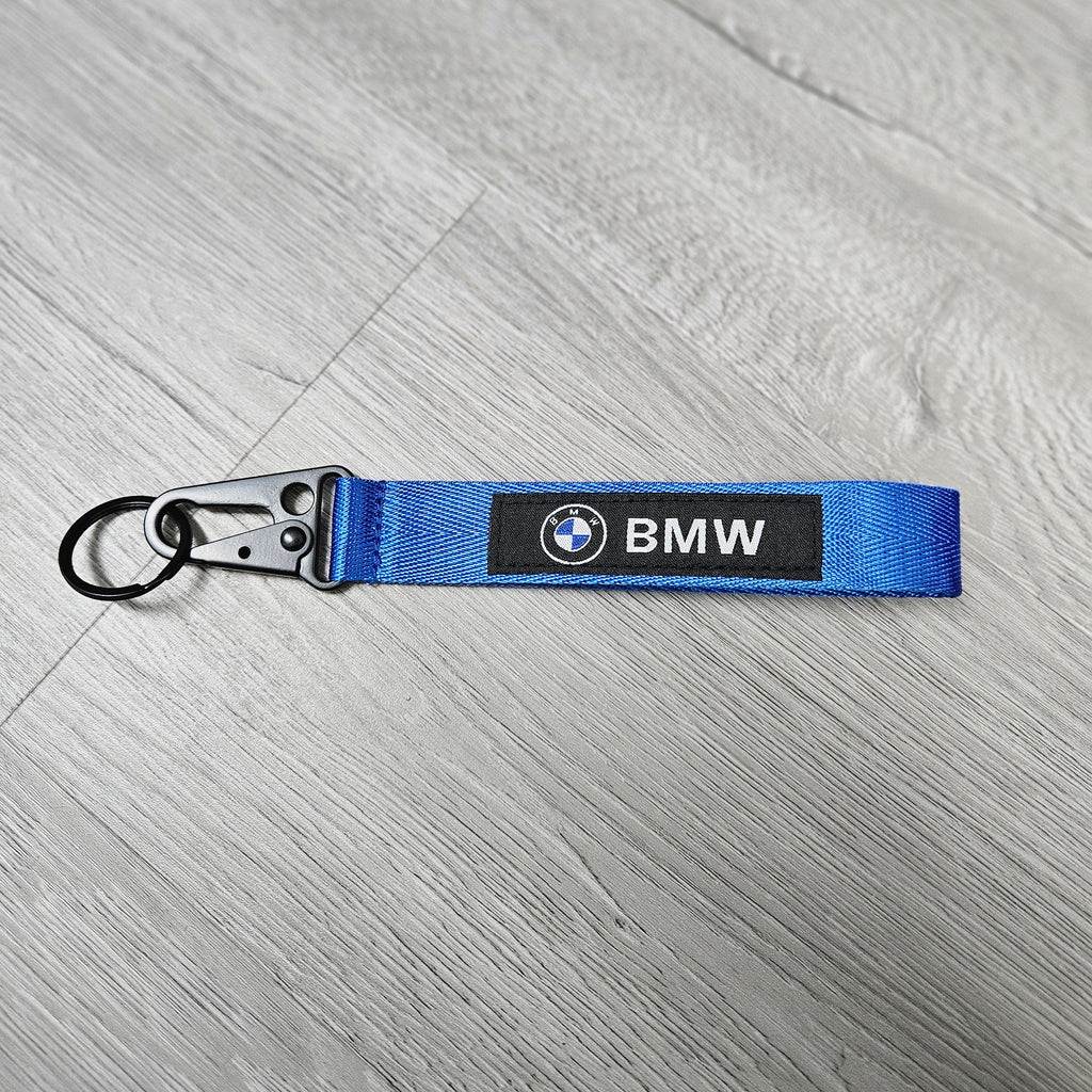 BRAND NEW BMW Blue Racing Keychain Metal key Ring Hook Strap Lanyard Universal