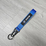 BRAND NEW BMW Blue Racing Keychain Metal key Ring Hook Strap Lanyard Universal