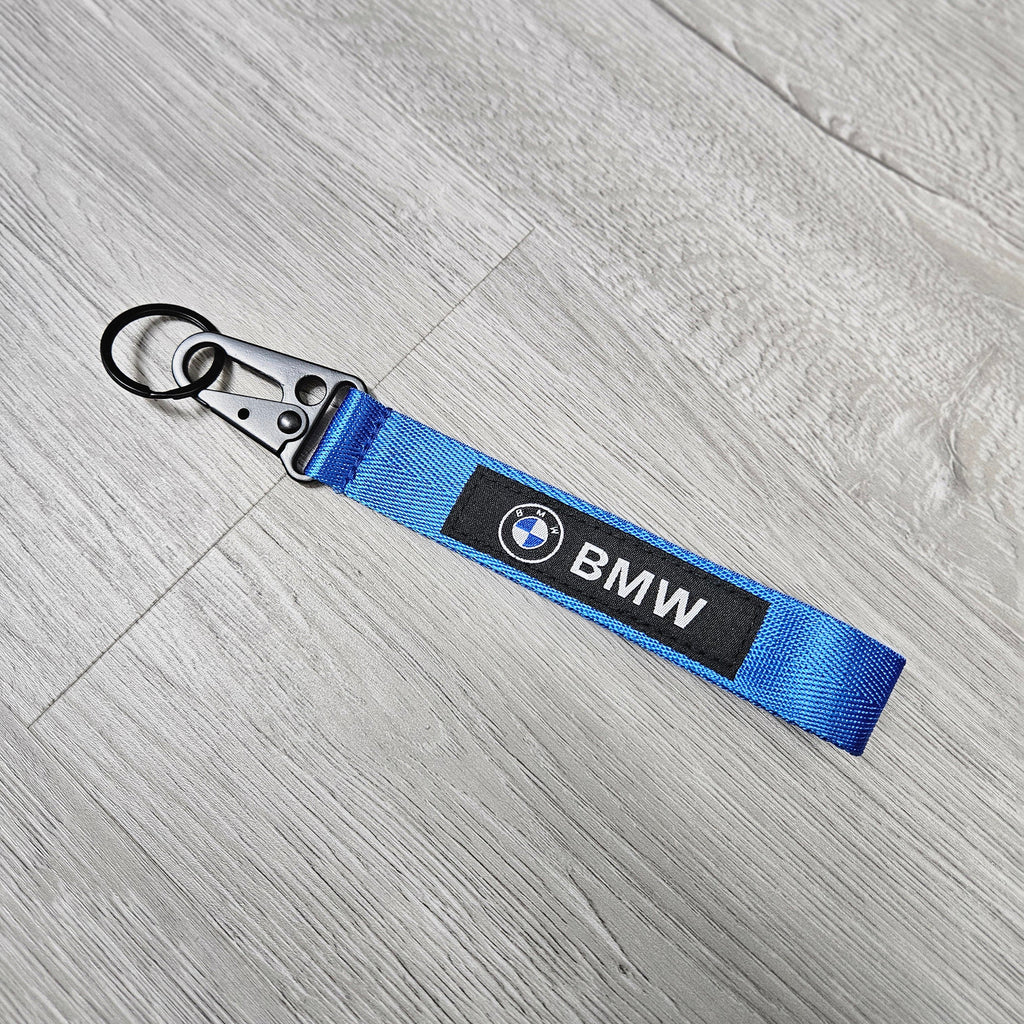 BRAND NEW BMW Blue Racing Keychain Metal key Ring Hook Strap Lanyard Universal
