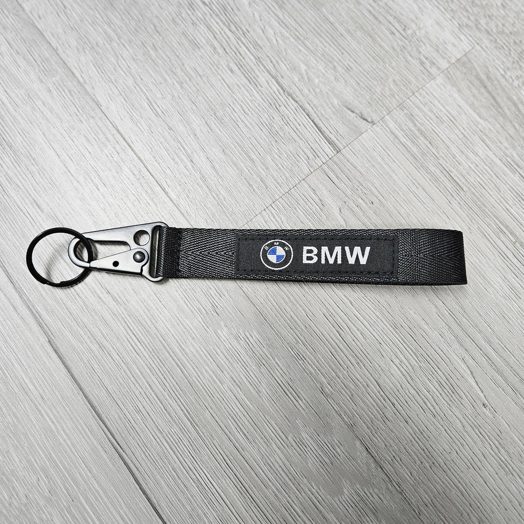BRAND NEW BMW Black Racing Keychain Metal key Ring Hook Strap Lanyard Universal