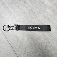 Load image into Gallery viewer, BRAND NEW BMW Black Racing Keychain Metal key Ring Hook Strap Lanyard Universal