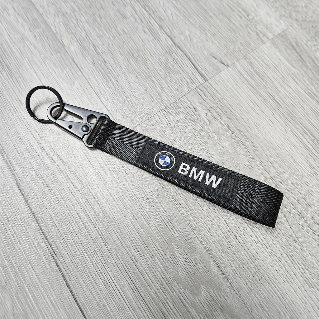 BRAND NEW BMW Black Racing Keychain Metal key Ring Hook Strap Lanyard Universal