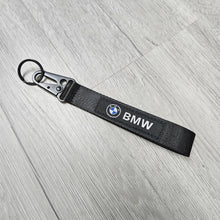 Load image into Gallery viewer, BRAND NEW BMW Black Racing Keychain Metal key Ring Hook Strap Lanyard Universal
