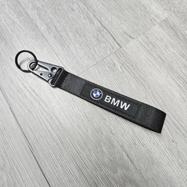 BRAND NEW BMW Black Racing Keychain Metal key Ring Hook Strap Lanyard Universal