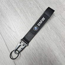 Load image into Gallery viewer, BRAND NEW BMW Black Racing Keychain Metal key Ring Hook Strap Lanyard Universal