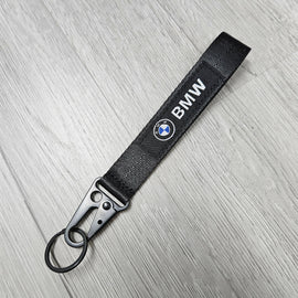 BRAND NEW BMW Black Racing Keychain Metal key Ring Hook Strap Lanyard Universal