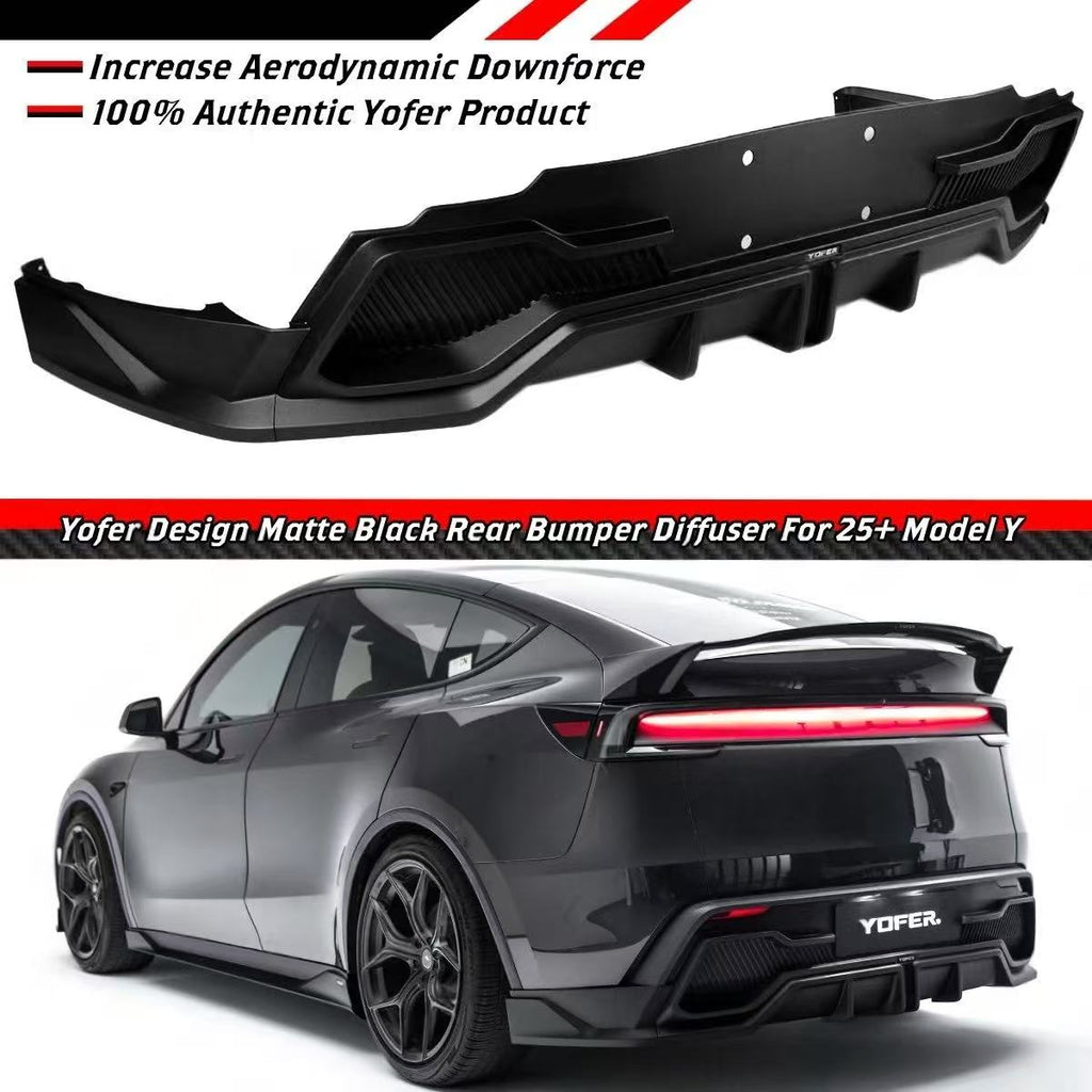 BRAND NEW 2025-2026 Tesla Model Y Juniper Yofer Matte Black Rear Bumper Diffuser Kit