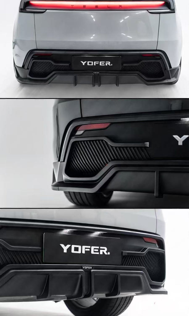 BRAND NEW For 2025-2026 Tesla Model Y Juniper Yofer Gloss Black Rear Bumper Diffuser Kit