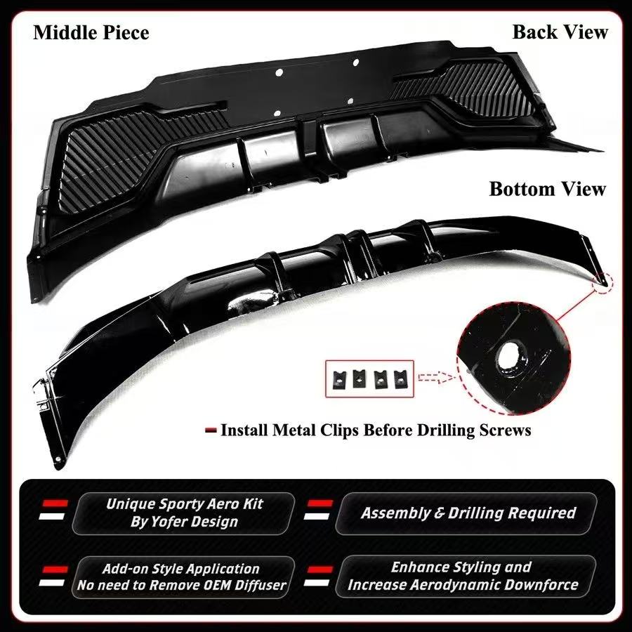 BRAND NEW For 2025-2026 Tesla Model Y Juniper Yofer Gloss Black Rear Bumper Diffuser Kit