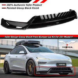 BRAND NEW 2025-2026 Tesla Model Y Juniper Gloss Black Front Bumper Lip Kit By Yofer