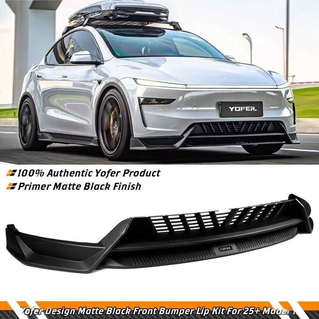 BRAND NEW 2025-2026 Tesla Model Y Juniper Matte Black Front Bumper Lip Kit By Yofer