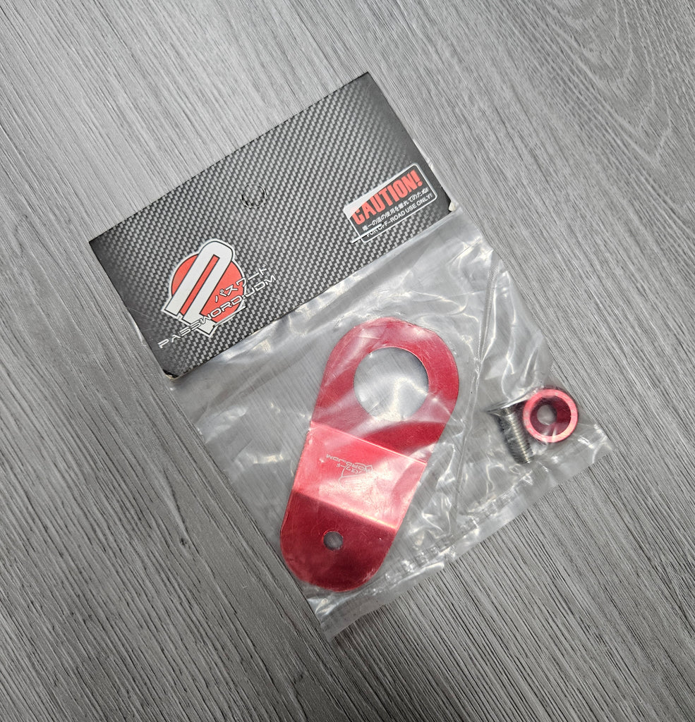 BRAND NEW PASSWORD JDM EK DC S2K RED CNC BILLET ALUMINUM RADIATOR STAY MOUNT BRACKET+WASHER KIT - JK Racing Inc