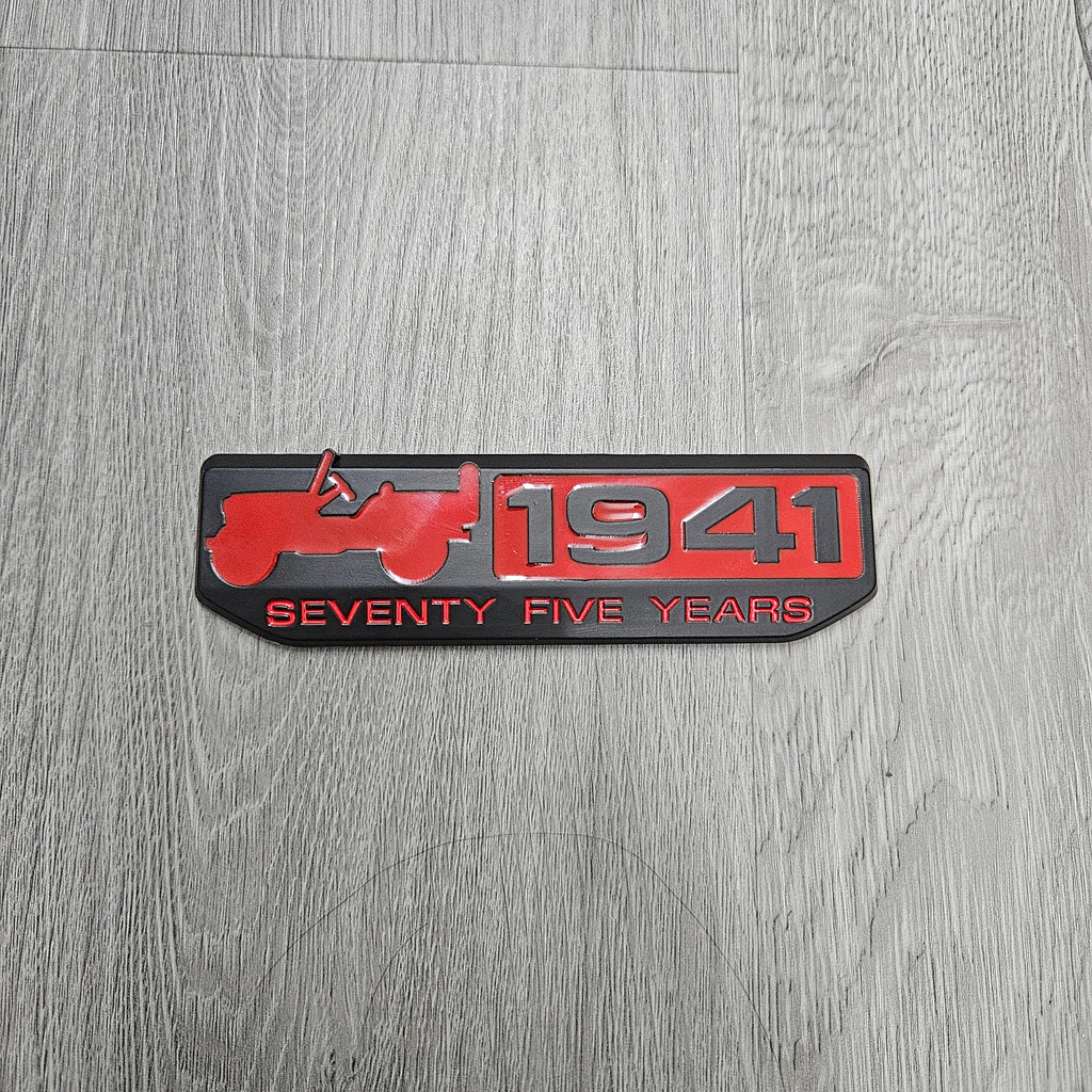 BRAND NEW 1PCS 3D Aluminum RED JEEP 1941 72 YEARS Car Front/Rear Badge Fender Body Emblem Decal Sticker