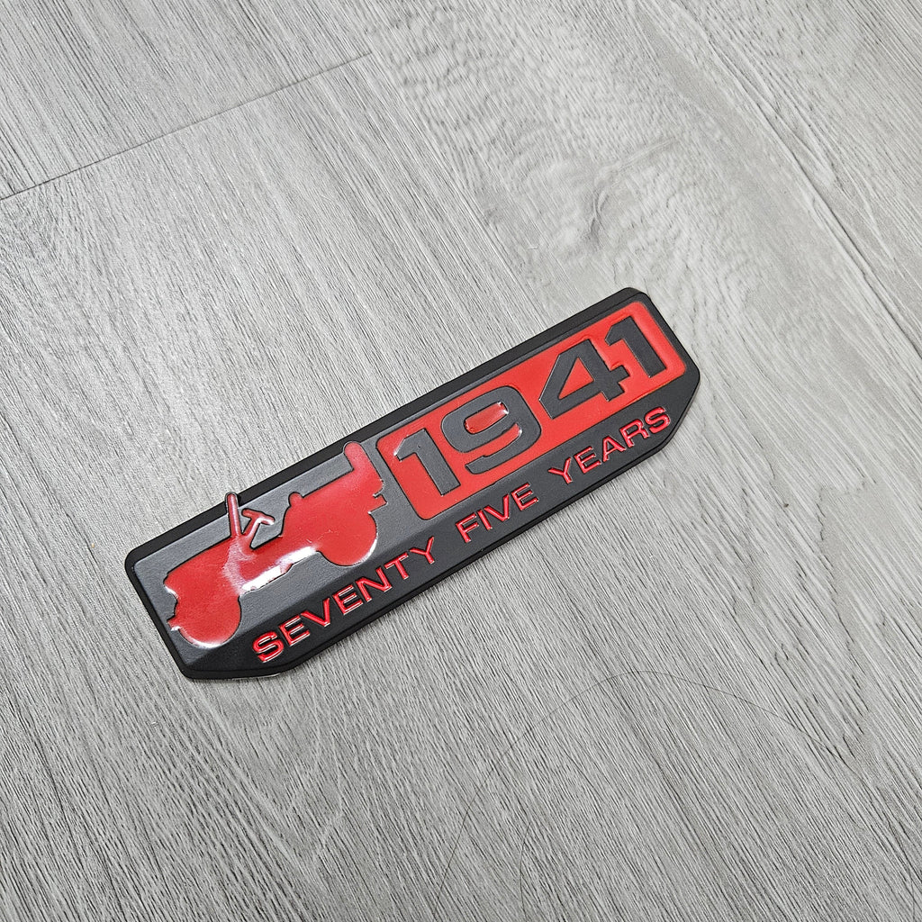 BRAND NEW 1PCS 3D Aluminum RED JEEP 1941 72 YEARS Car Front/Rear Badge Fender Body Emblem Decal Sticker