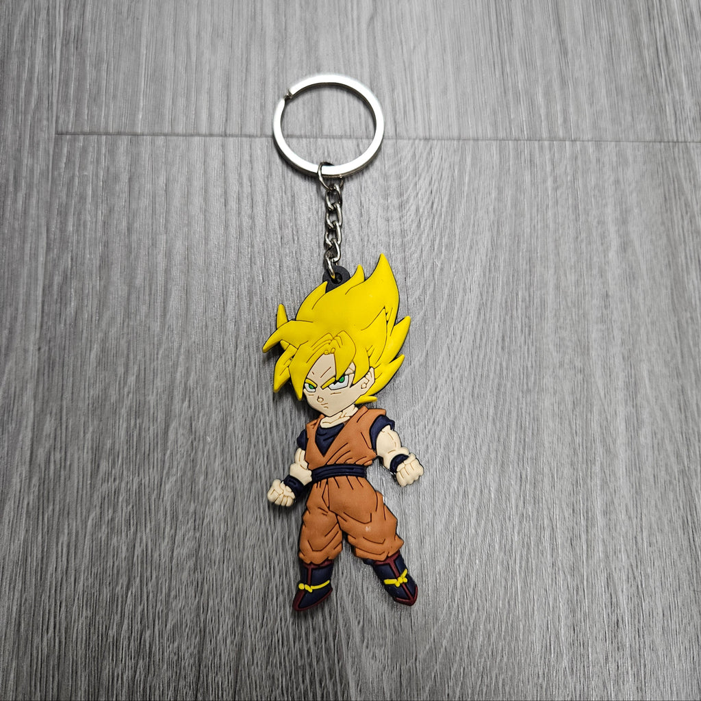 BRAND NEW DRAGON BALL Z SUPER SAIYAN GOKU DOUBLE SIDED RUBBER RING RUBBER KEYCHAIN KEY TAG RINGS