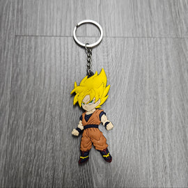BRAND NEW DRAGON BALL Z SUPER SAIYAN GOKU DOUBLE SIDED RUBBER RING RUBBER KEYCHAIN KEY TAG RINGS