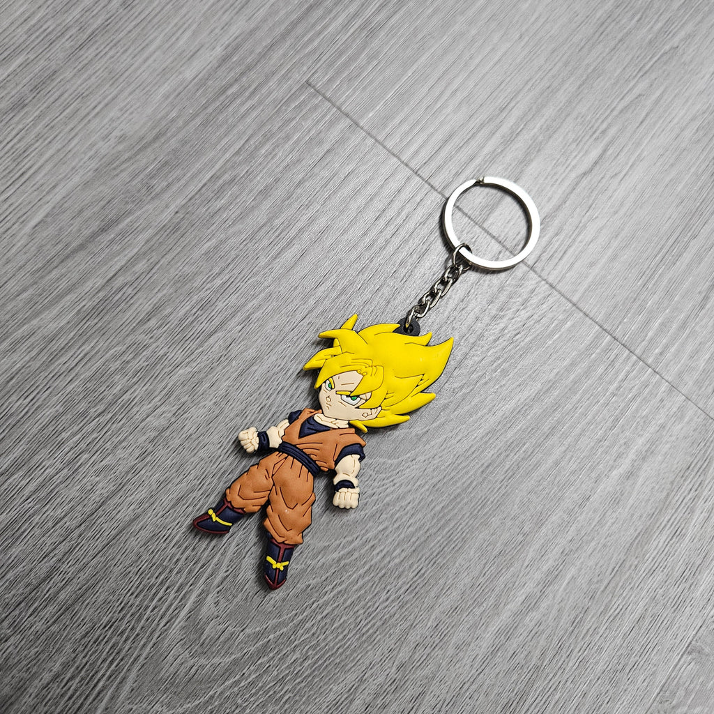 BRAND NEW DRAGON BALL Z SUPER SAIYAN GOKU DOUBLE SIDED RUBBER RING RUBBER KEYCHAIN KEY TAG RINGS